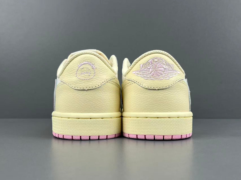 Cream Pink Low Top Casual Sneakers