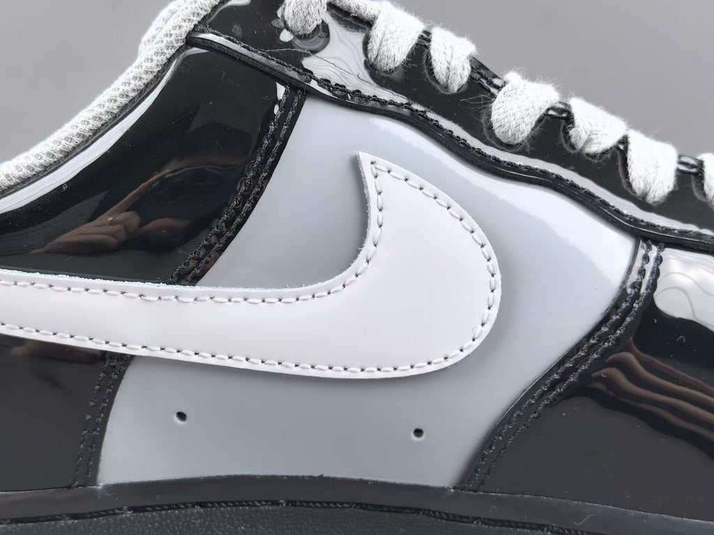 Black & White Patent Leather Low Top Sneakers