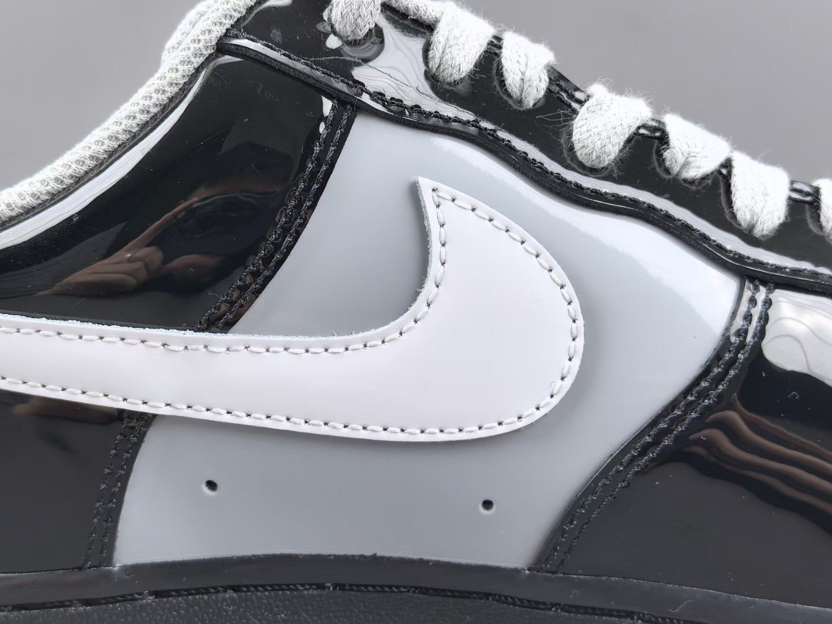 Black & White Patent Leather Low Top Sneakers