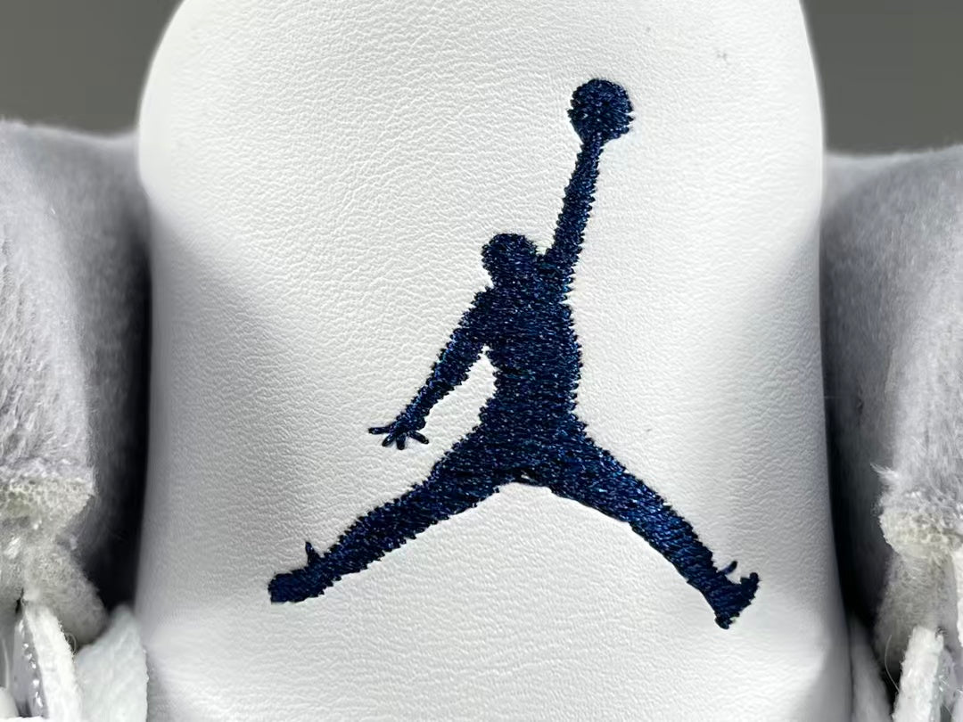 Premium White Navy Blue Leather Sneakers