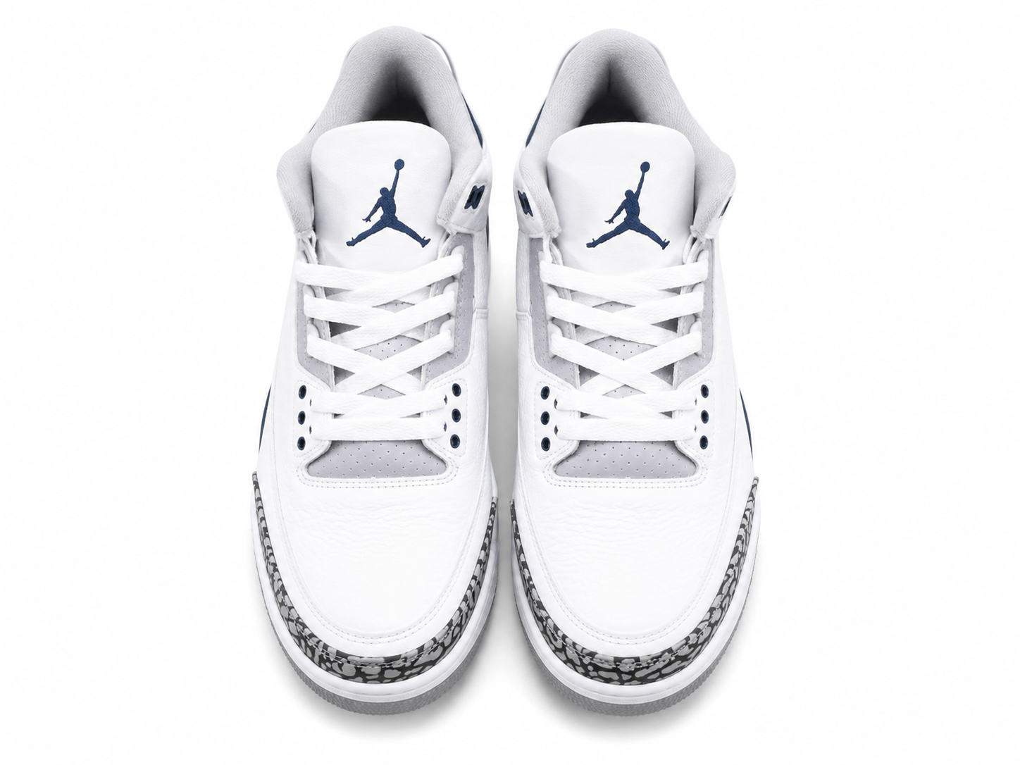 Premium White Navy Blue Leather Sneakers
