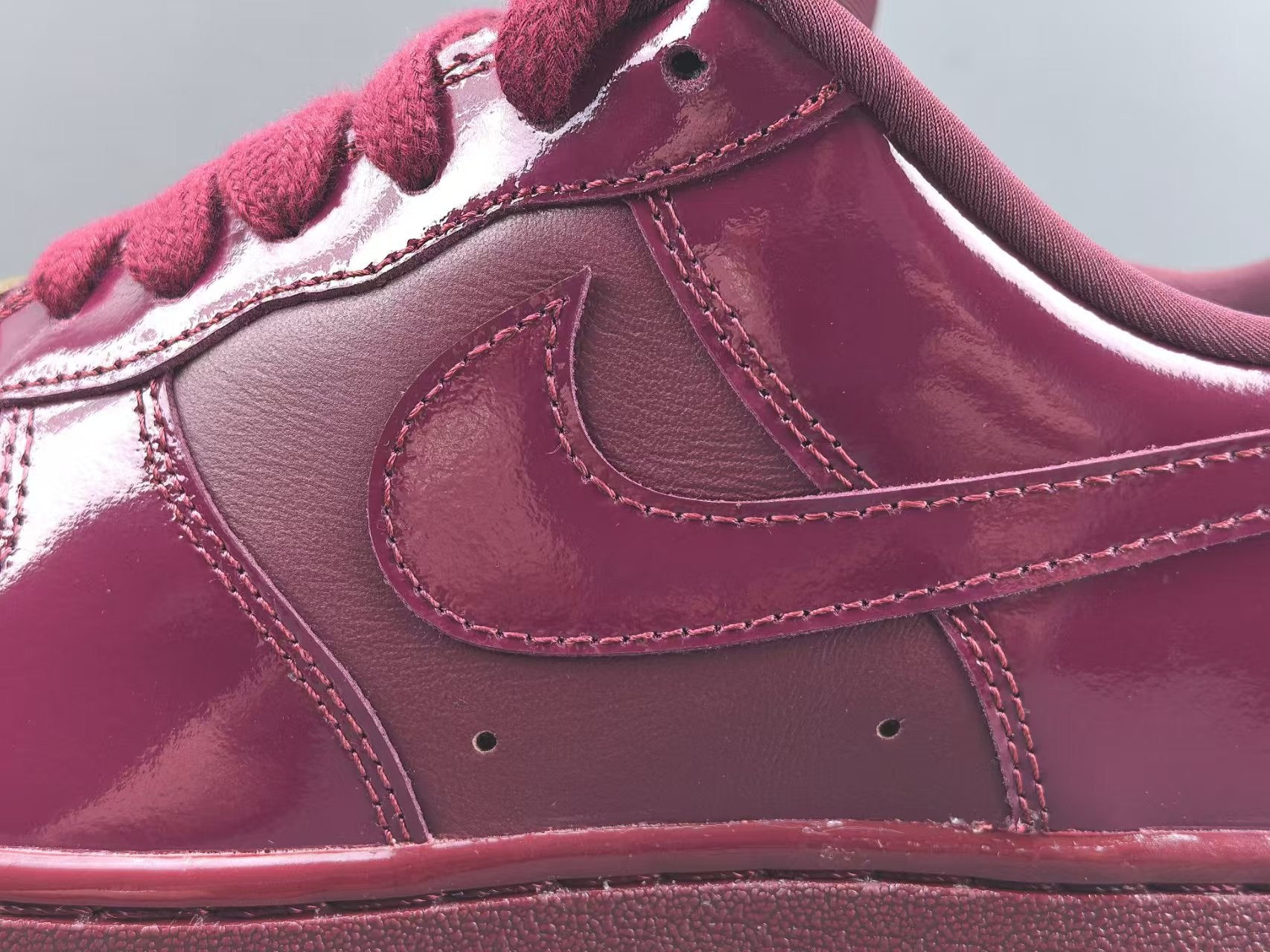 Burgundy Patent Leather Low Top Sneakers