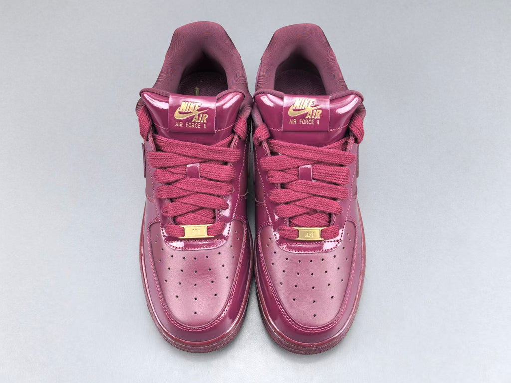 Burgundy Patent Leather Low Top Sneakers