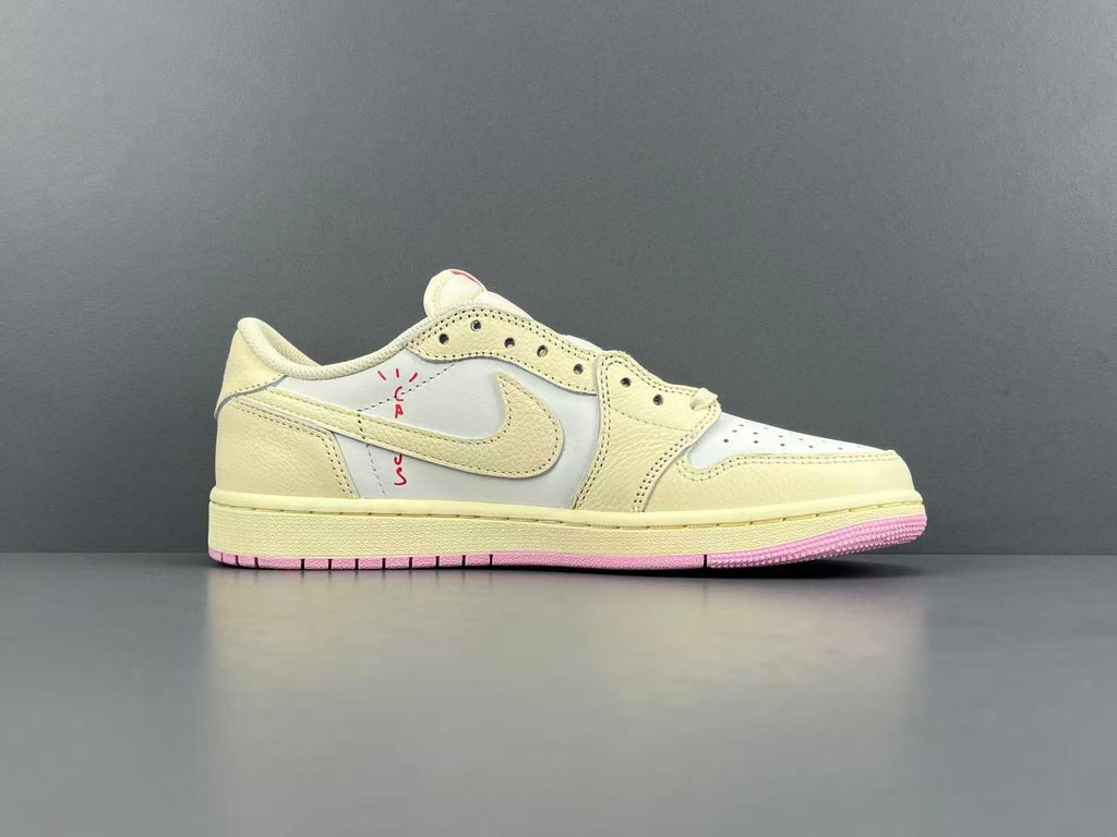 Cream Pink Low Top Casual Sneakers