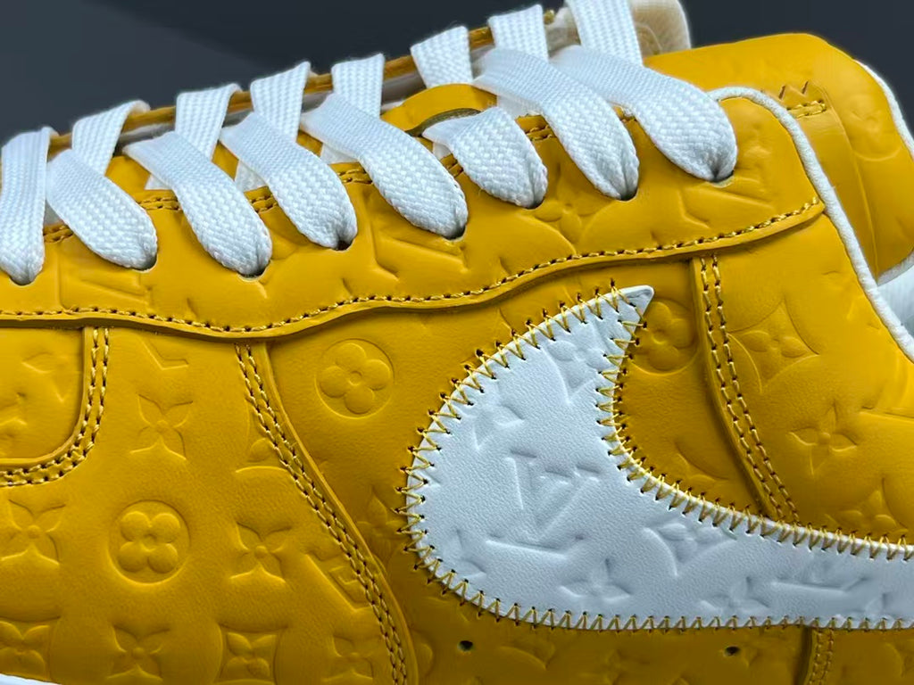 Yellow Luxury Inspired Low Top Casual Sneakers | Premium Embossed Design