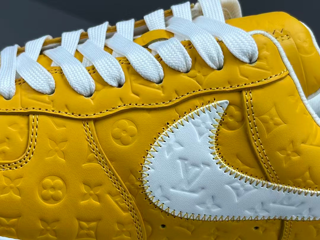 Yellow Luxury Inspired Low Top Casual Sneakers | Premium Embossed Design