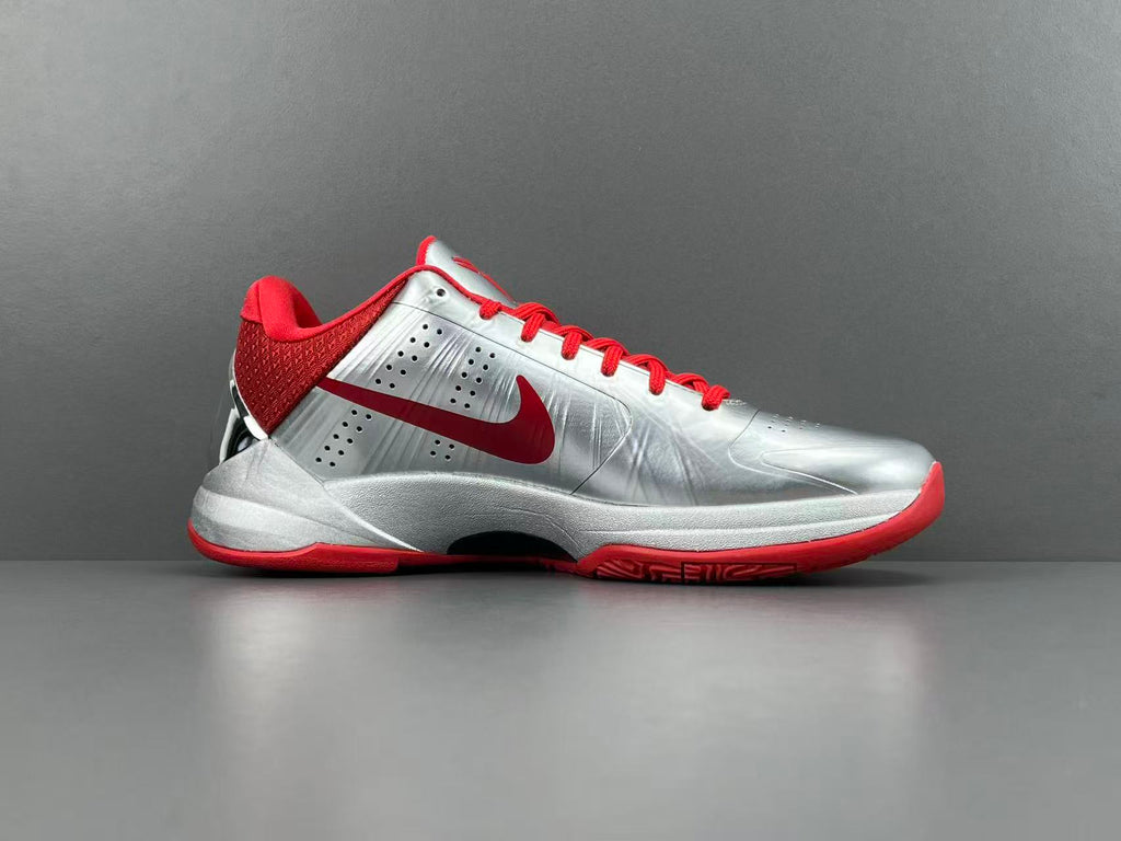 Silver Red Basketball Shoes | High-Traction Performance Sneakers