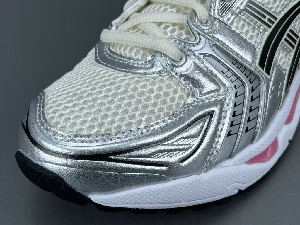 Women's Silver Pink Retro Running Shoes | Breathable Mesh Sneakers