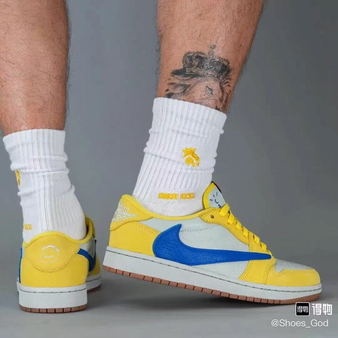 Yellow & Blue Low Top Sneakers | Premium Casual Sports Shoes