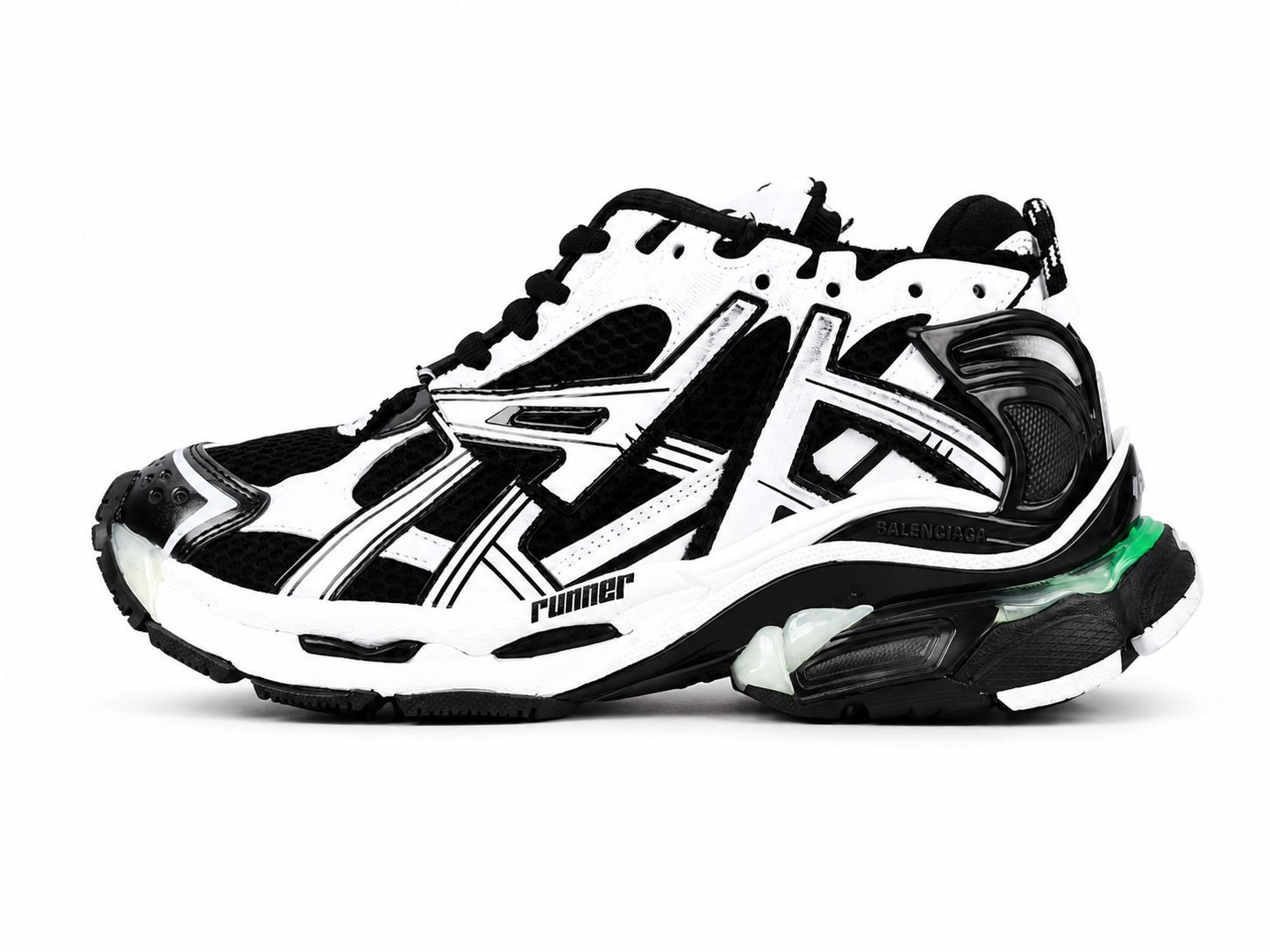 Premium Chunky Running Sneakers | Black White Sport Shoes  或