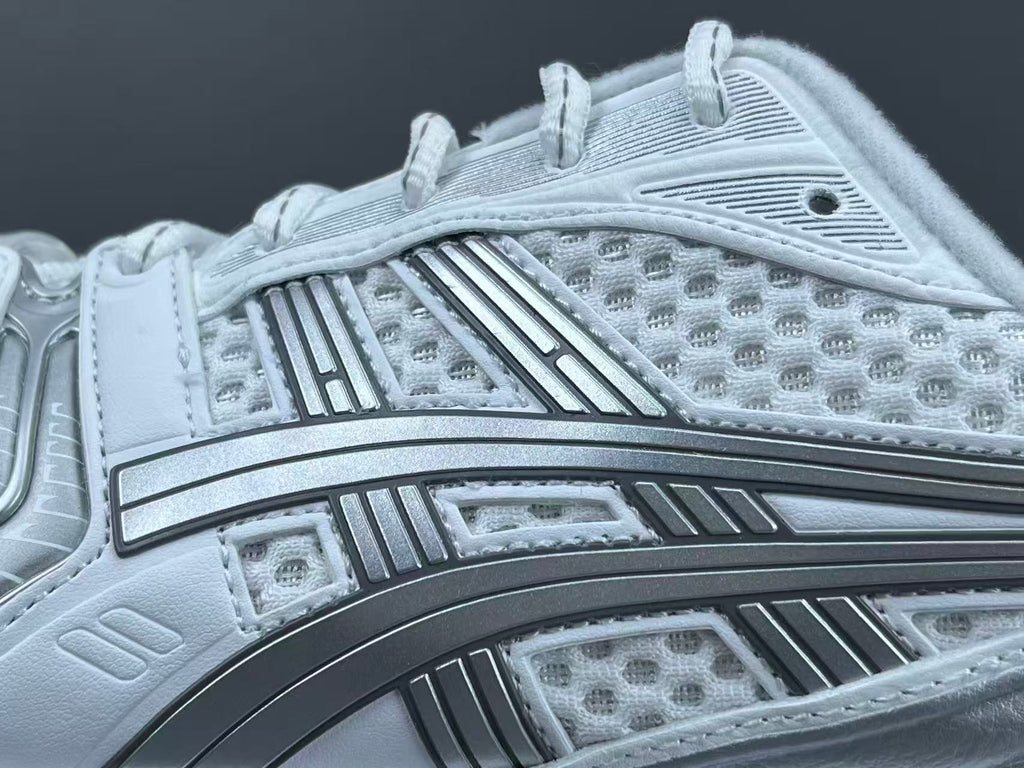 White Silver Running Shoes | Breathable Athletic Sneakers