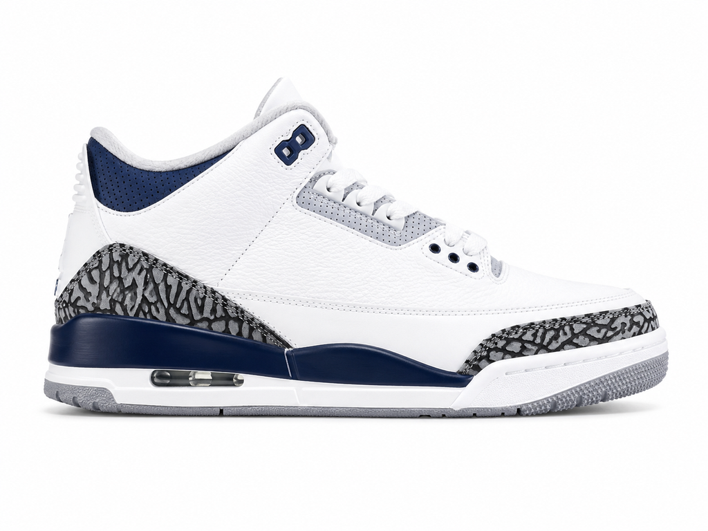 Premium White Navy Blue Leather Sneakers