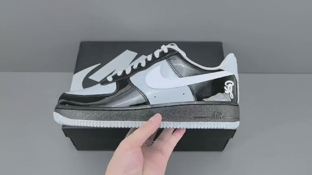 Black & White Patent Leather Low Top Sneakers