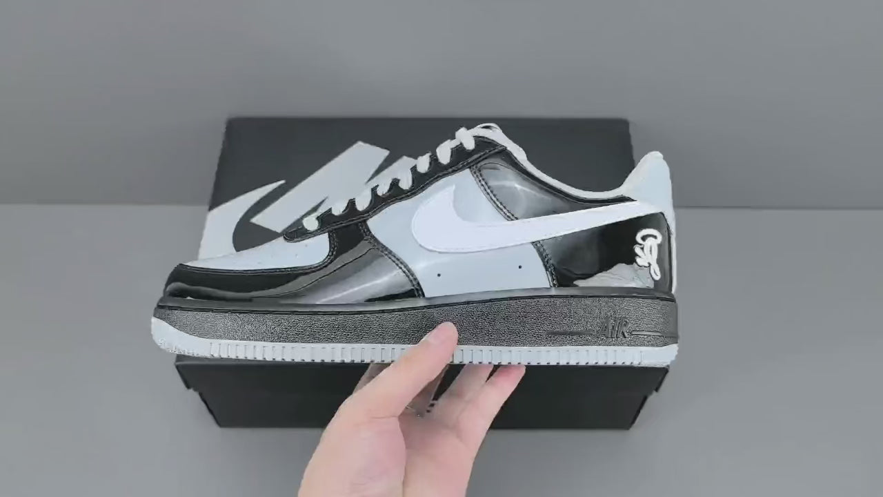 Black & White Patent Leather Low Top Sneakers