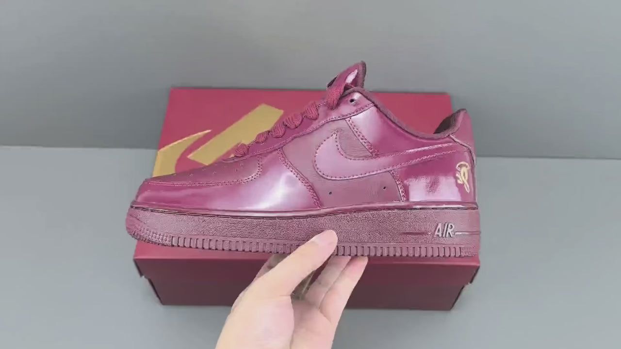 Burgundy Patent Leather Low Top Sneakers