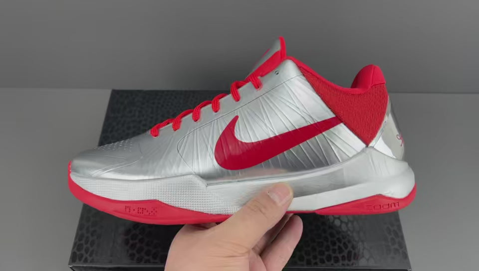 Silver Red Basketball Shoes | High-Traction Performance Sneakers