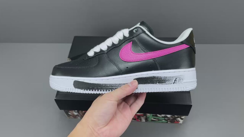 Black Leather Low Top Sneakers with Color Accent Design